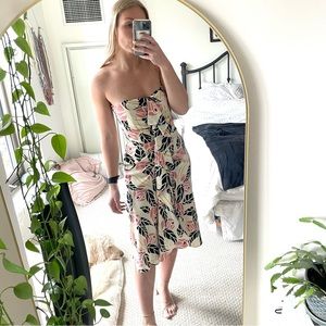 Temperley London Silk Rose Floral Midi Dress